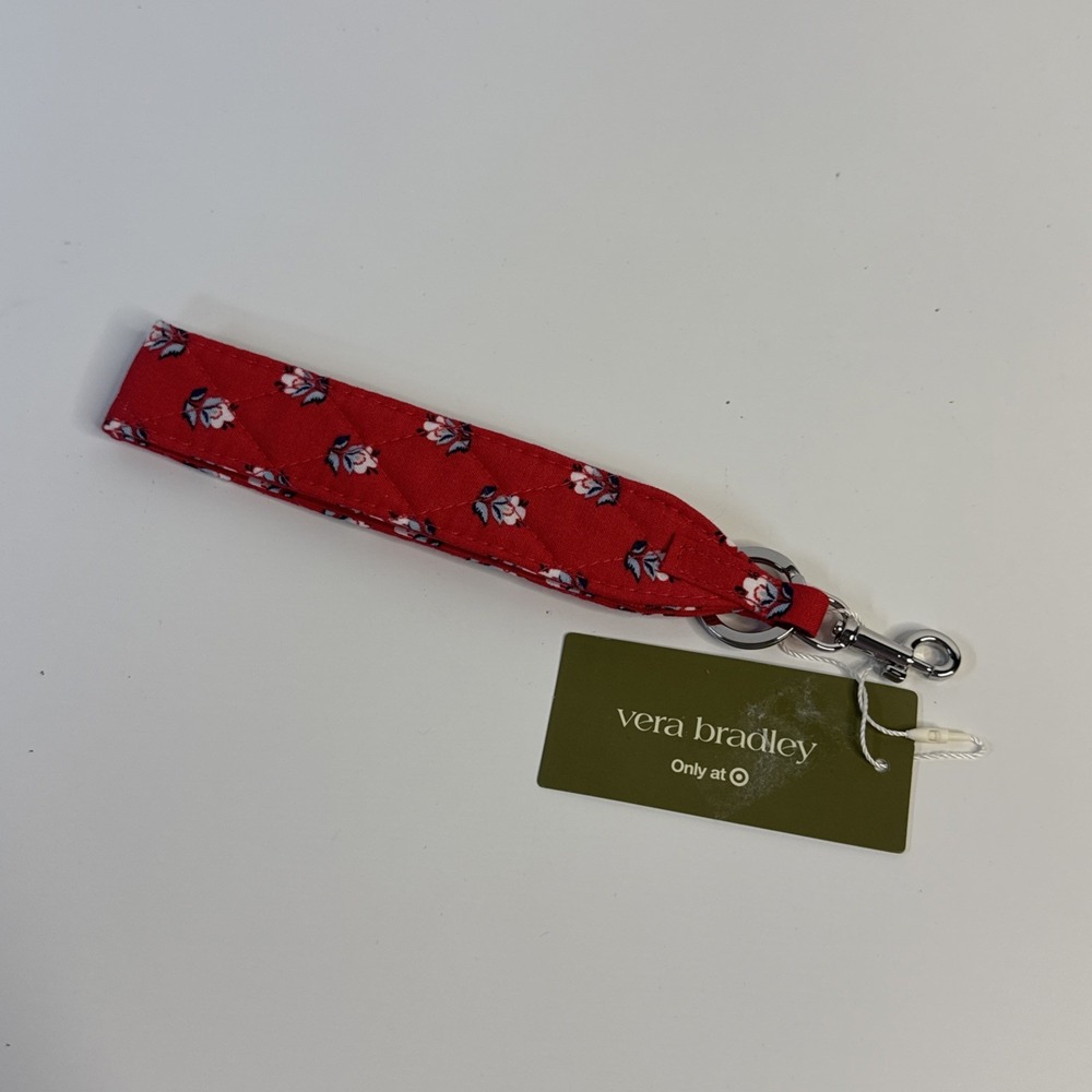 NEW Vera Bradley Bluebell Ditsy Hibiscus Wide Wristlet Strap Key Ring